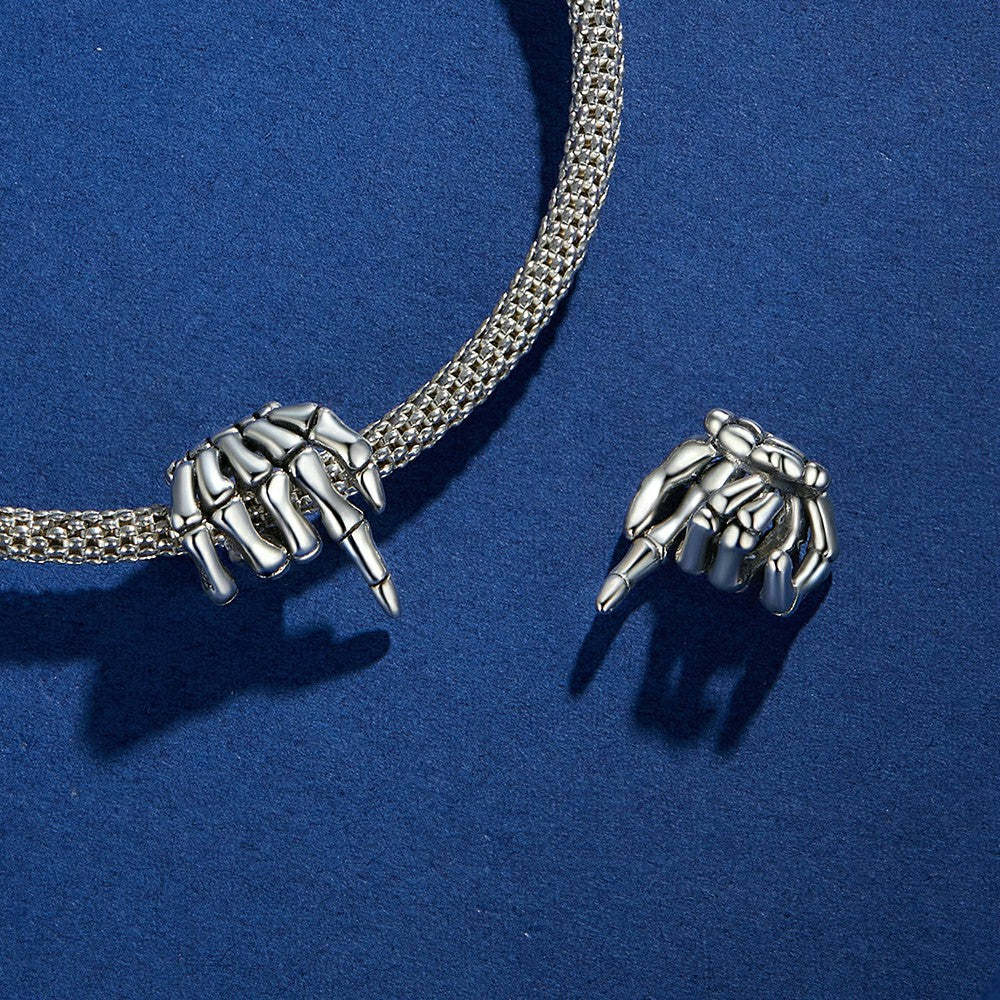 skeleton hand charm 925 sterling silver halloween gifts fj1423