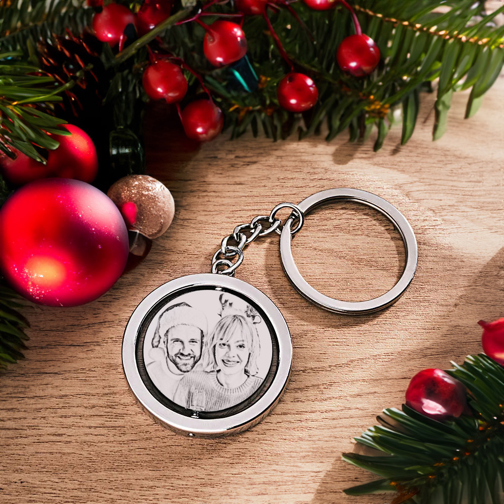 Custom Photo Calendar Keychain Rotate Special Date Couple Anniversary Gifts Christmas Gift - soufeeluk