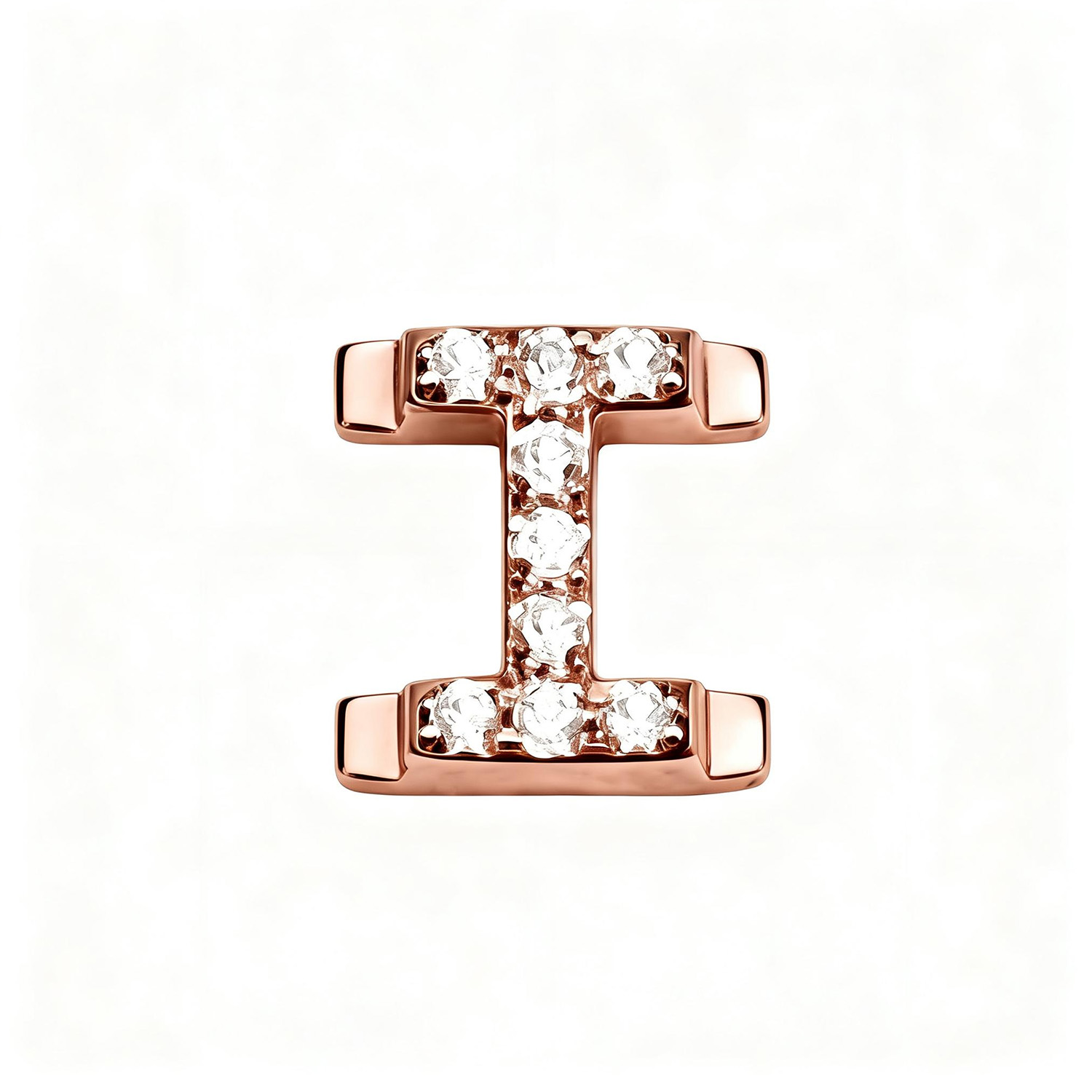 Letter With Diamond I Charm - Rose Gold - soufeeluk