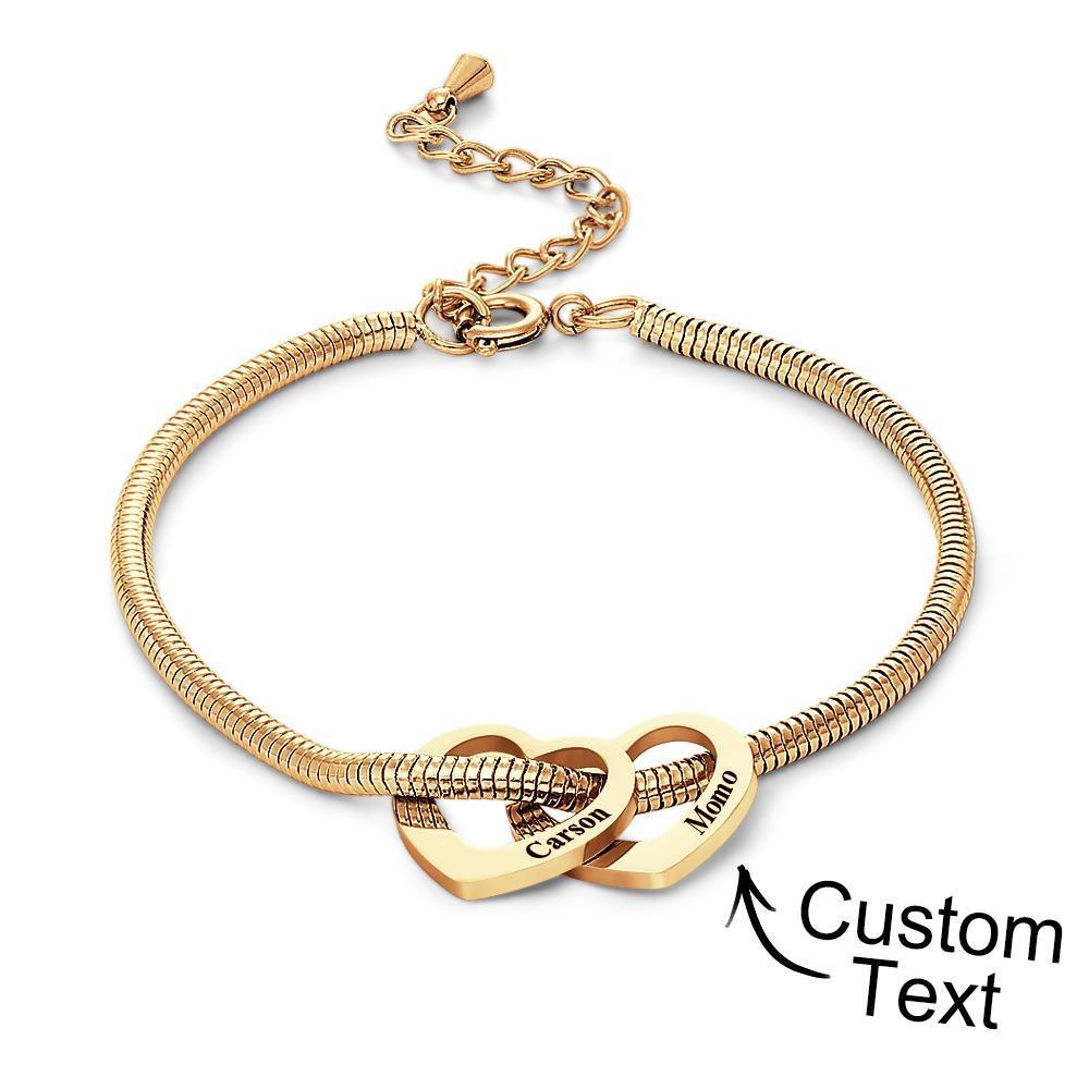 Custom Engraved Bracelet Custom Mom and Kids Name Heart Charms Gifts - soufeeluk