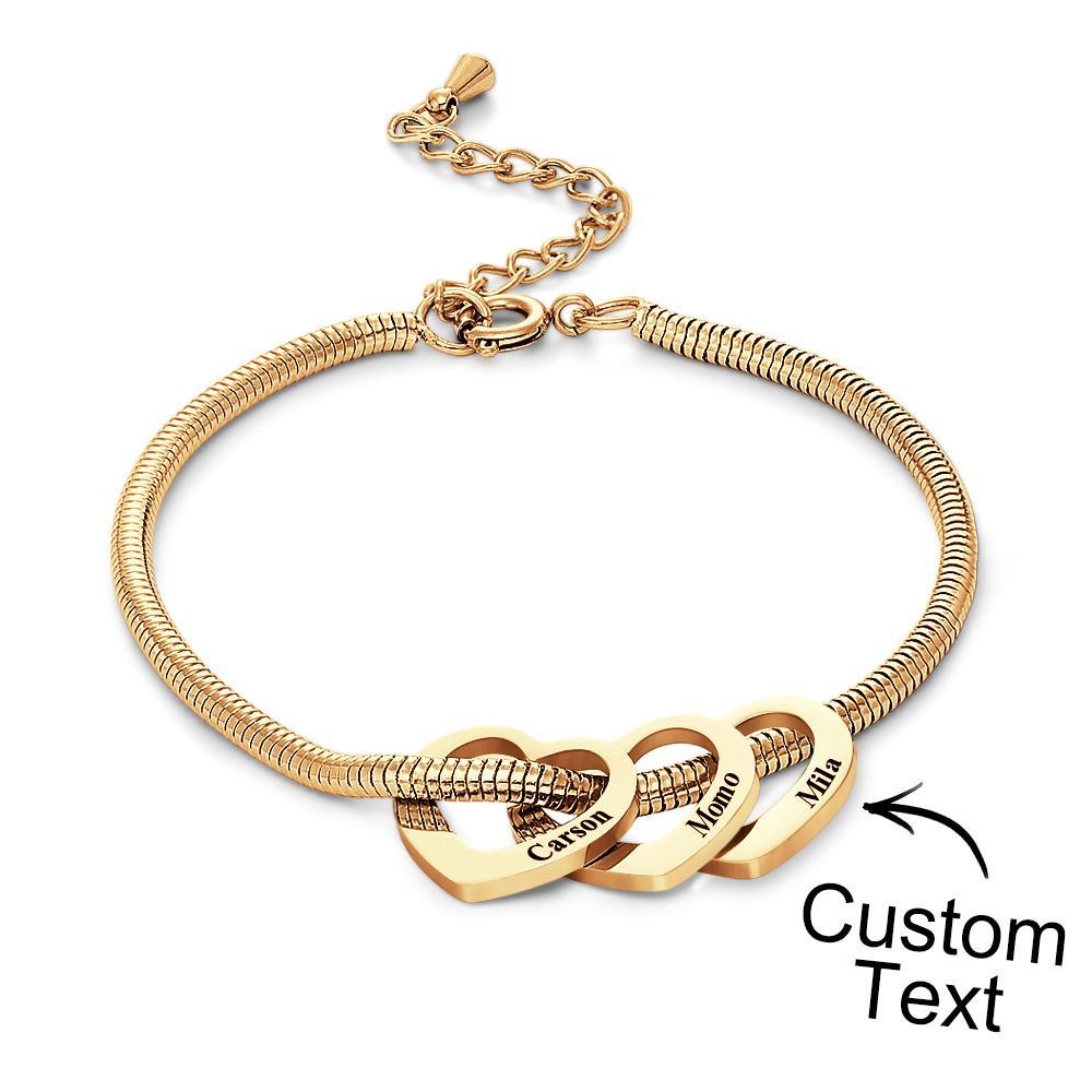 Custom Engraved Bracelet Custom Mom and Kids Name Heart Charms Gifts - soufeeluk