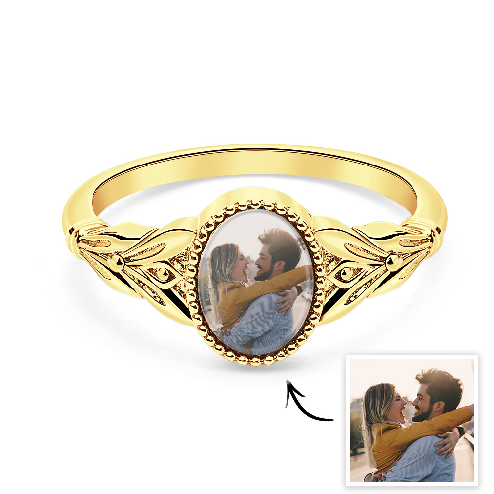 Vintage Photo Ring Custom Photo Jewelry for Couple Personalized Valentine's Day Gifts - soufeeluk