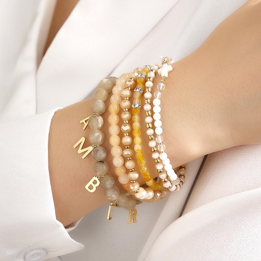 Custom Name Bracelet Letter Pendant Bohemia Style Beach Gift for Her - soufeeluk