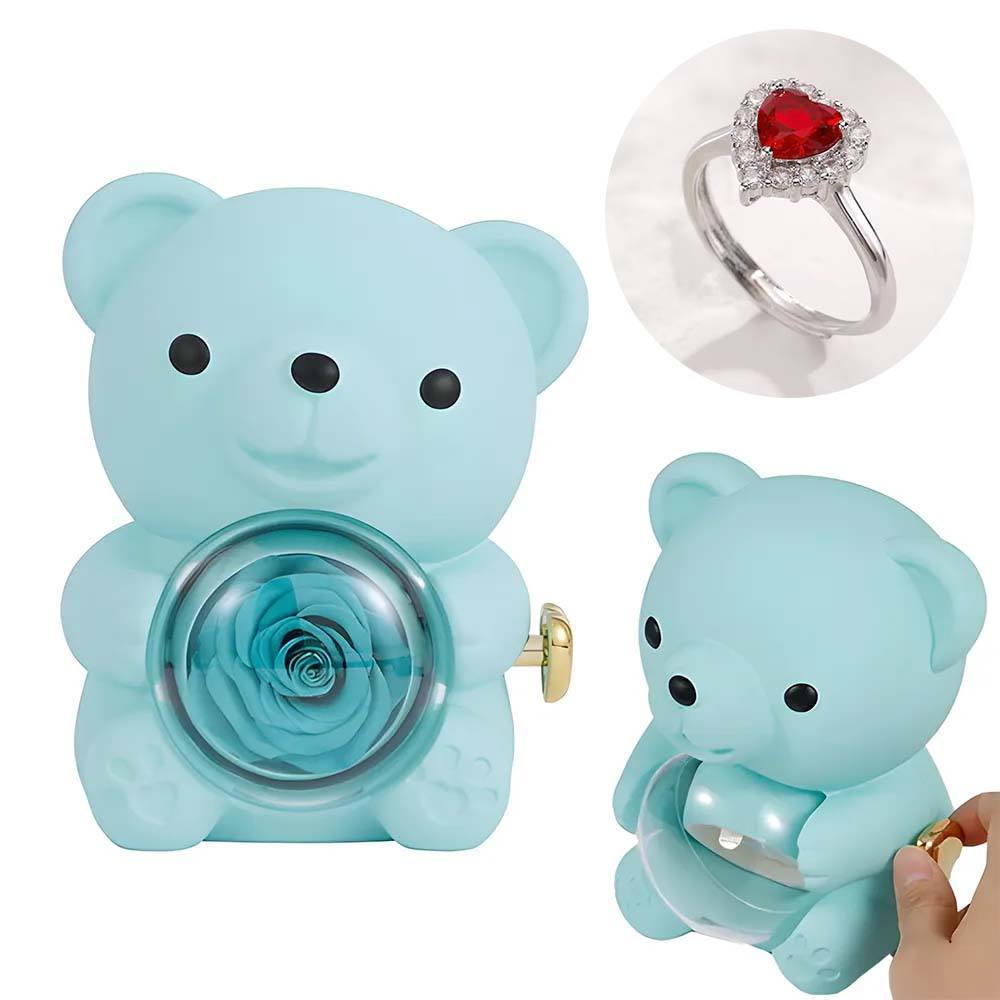 Personalised Eternal Rose Bear Jewellery Sets Engraved Necklace and Bracelet with Picture Best Gift for Her - soufeeluk