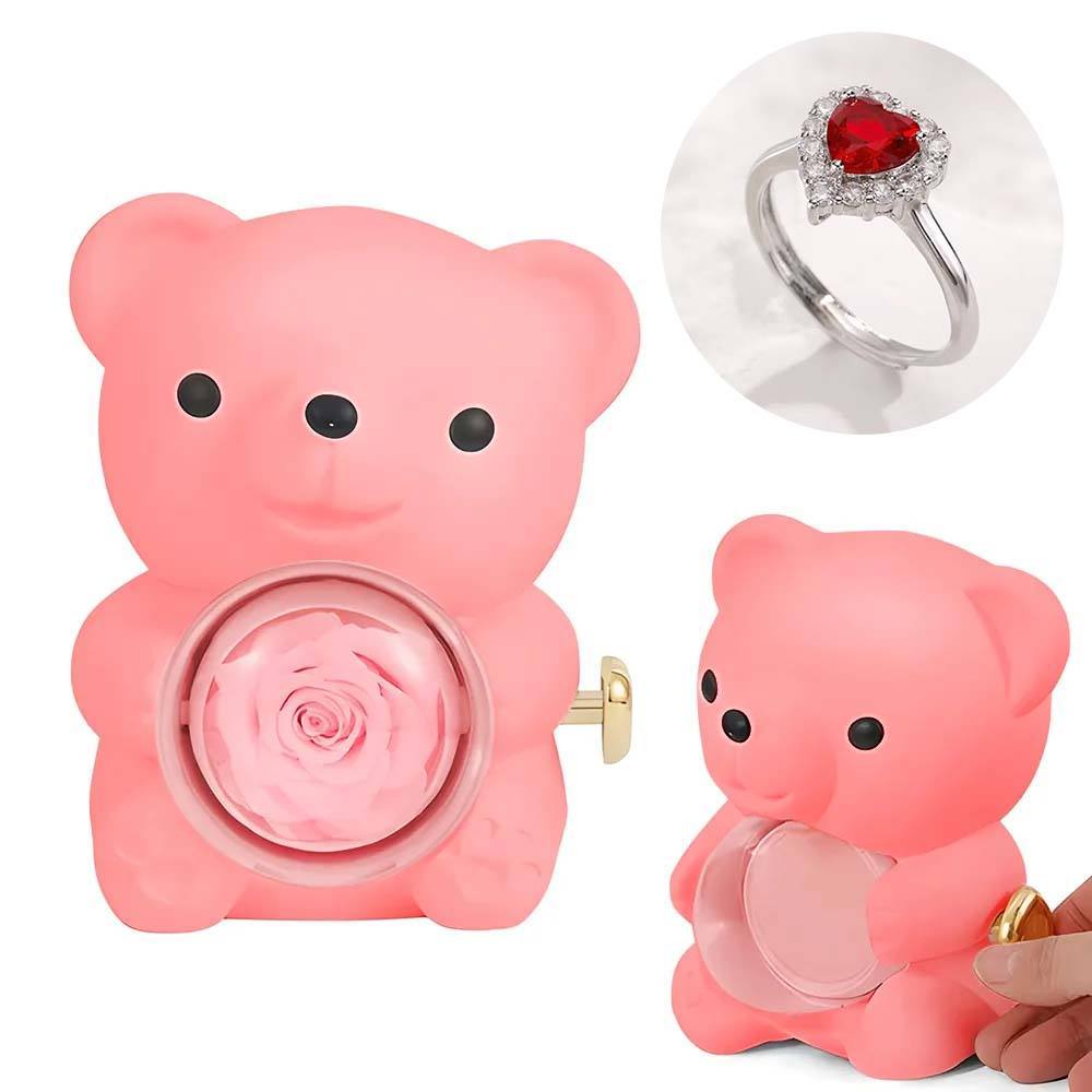 Personalised Eternal Rose Bear Jewellery Sets Engraved Necklace and Bracelet with Picture Best Gift for Her - soufeeluk
