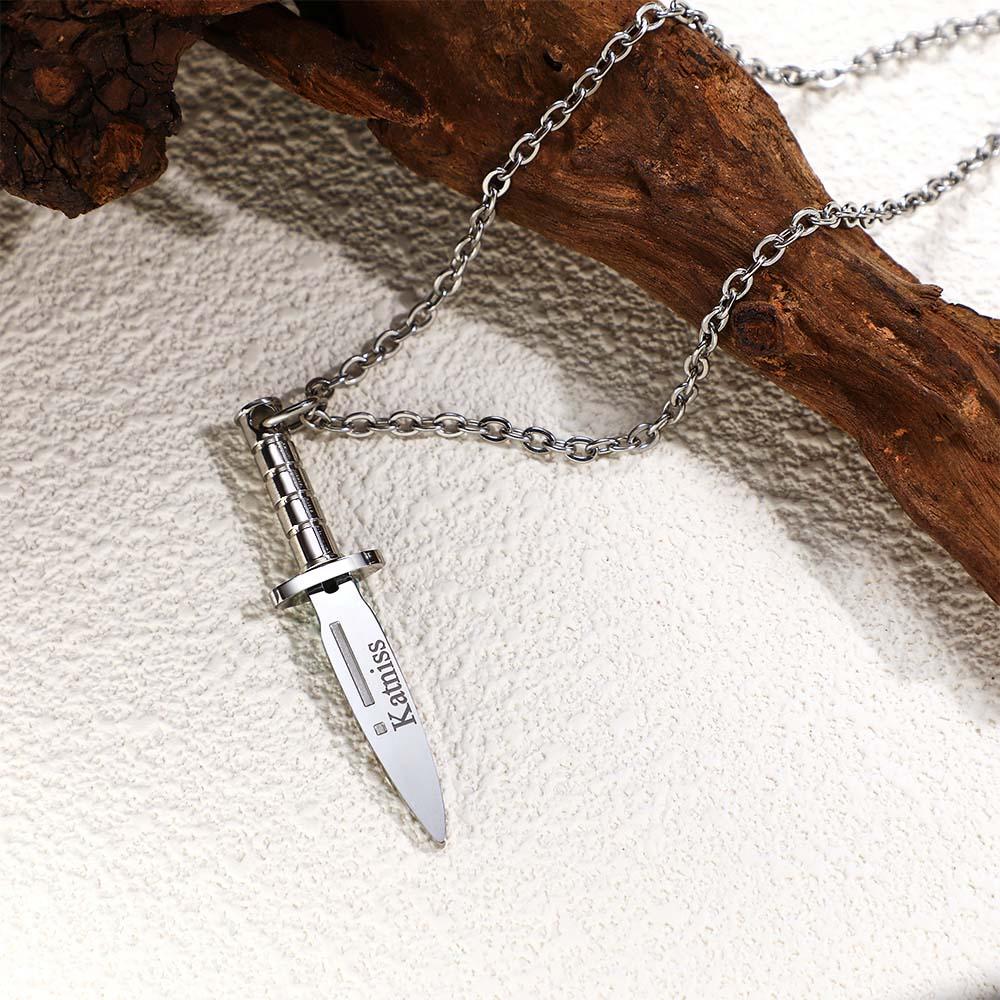 Custom Name Necklace Metal Dagger Cool Gift for Men - soufeeluk