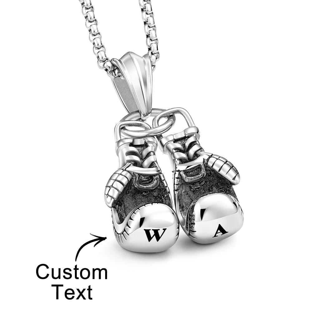 Custom Engraved Necklace Hip Hop Boxing Gloves Gift for Him - soufeeluk