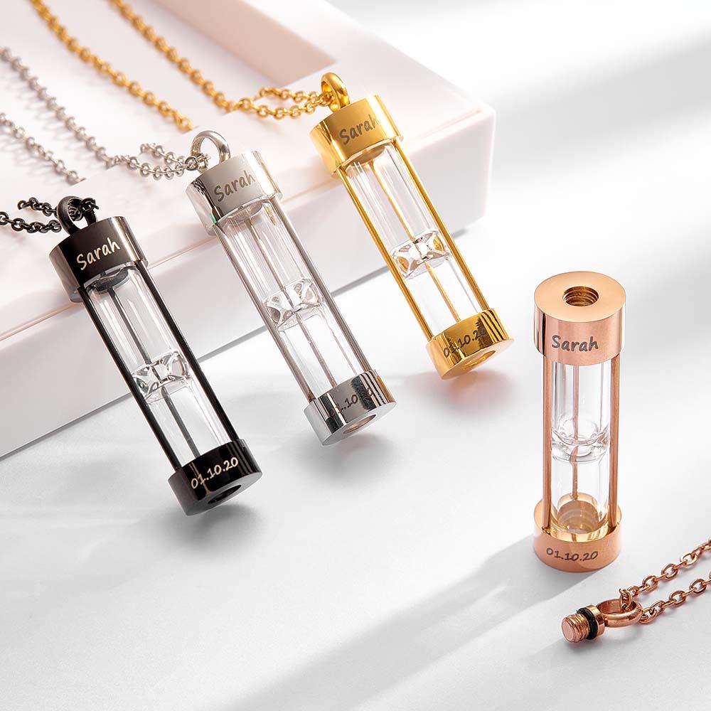 Custom Name Necklace Hourglass Remember Gift - soufeeluk