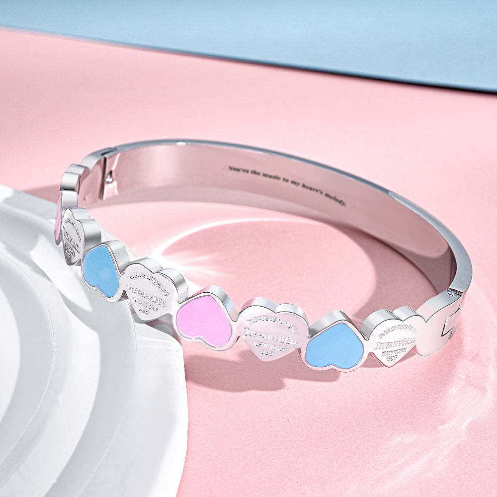 Engravable Peach Heart Bracelet Sweet Cute Colorful Bracelet Jewellery Gift For Her - soufeeluk