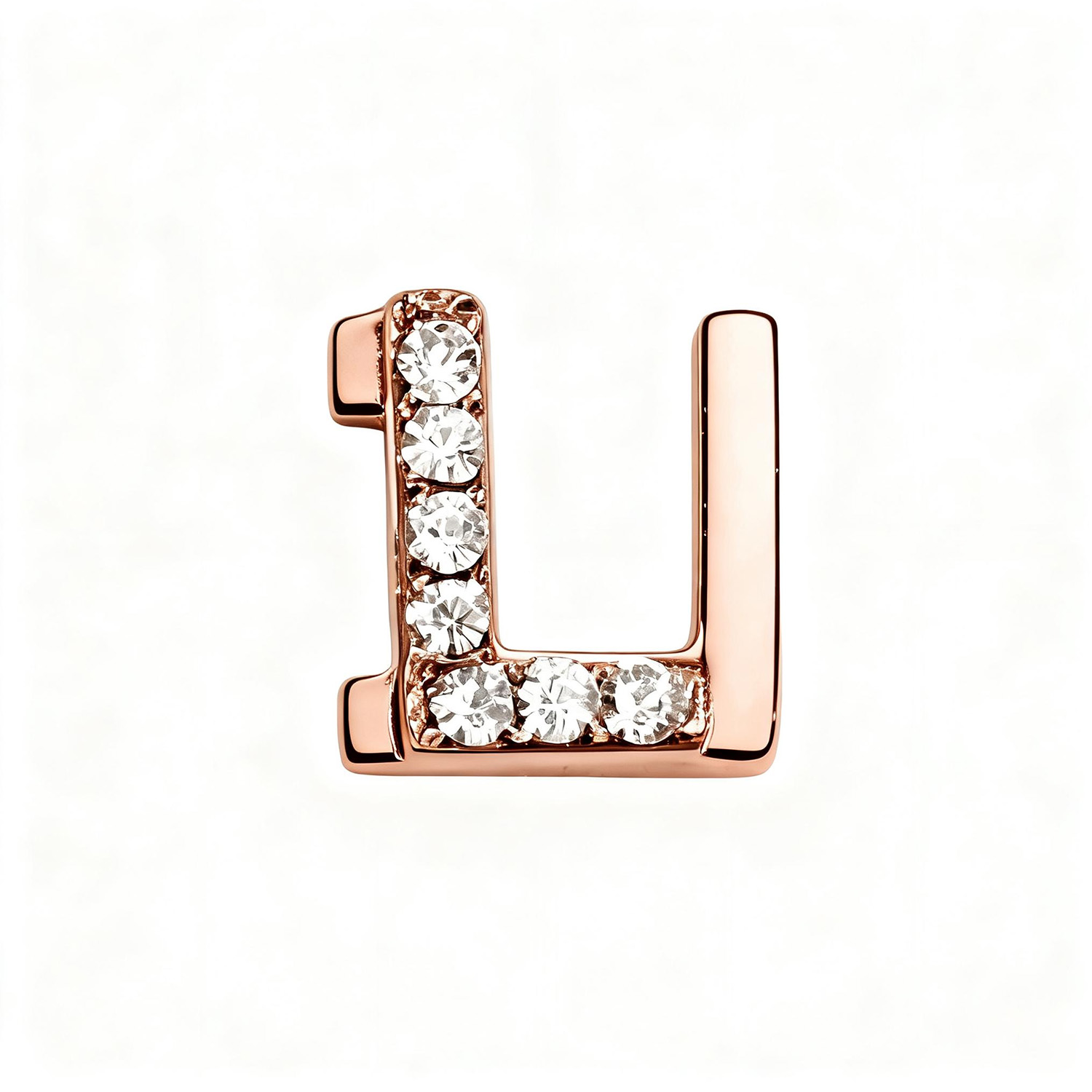 Letter With Diamond L Charm - Rose Gold - soufeeluk