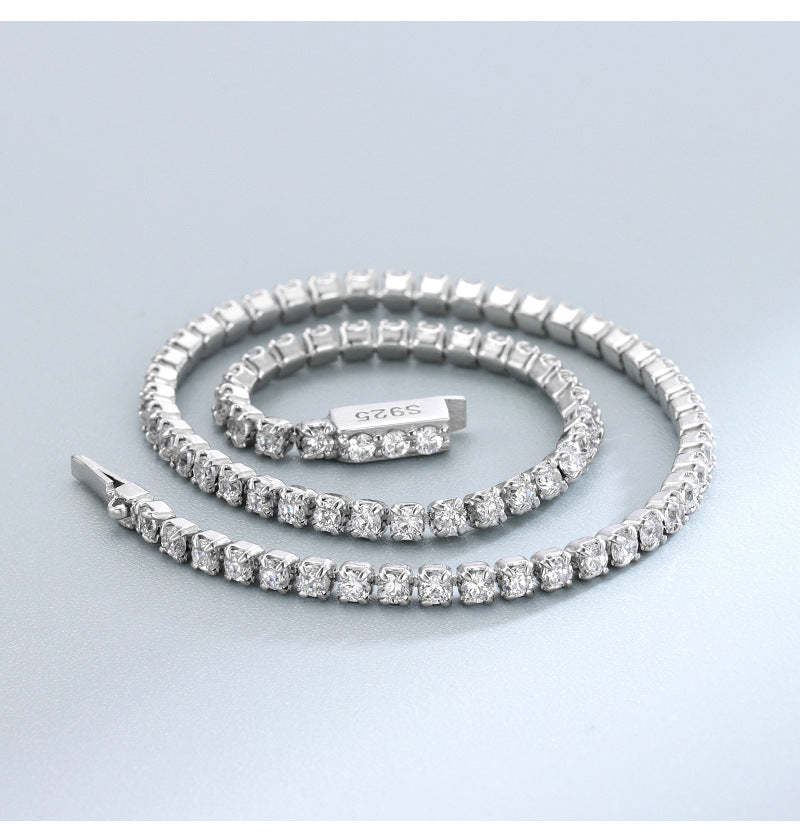 Sterling Silver Claw Chain Tennis Bracelet White Gold Plated - soufeeluk