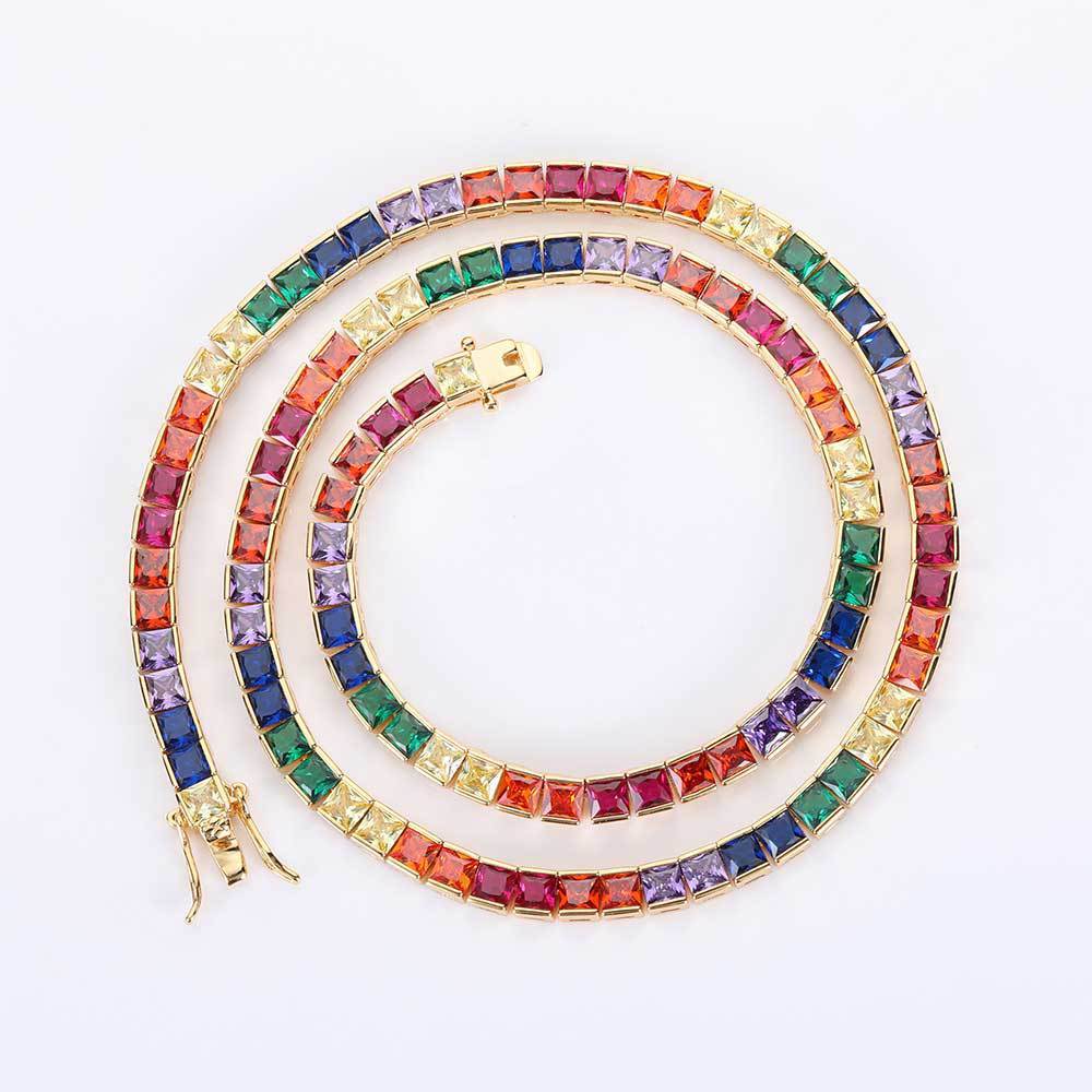 Multi-color Single Row Tennis Necklace - soufeeluk