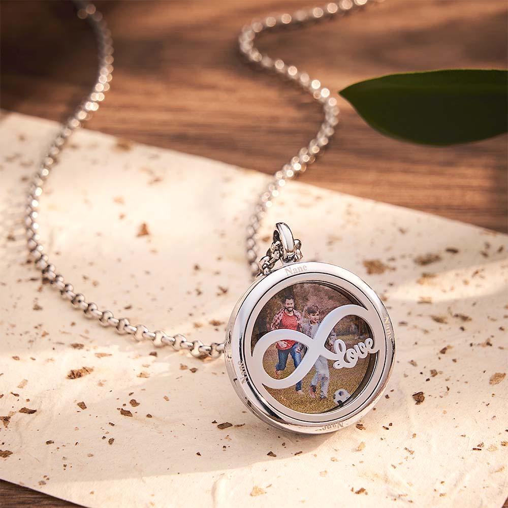 Custom Photo Engraved Locket Necklace Simple Men's Gift - soufeeluk
