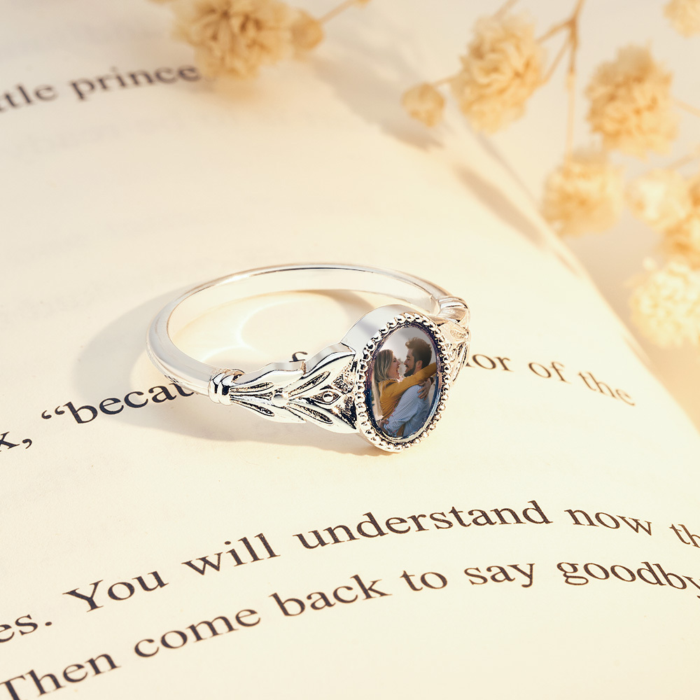 Vintage Photo Ring Custom Photo Jewelry for Couple Personalized Valentine's Day Gifts - soufeeluk
