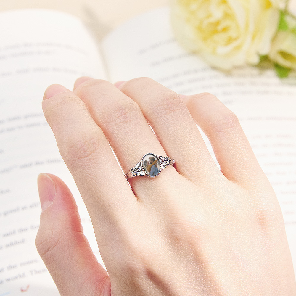 Vintage Photo Ring Custom Photo Jewelry for Couple Personalized Valentine's Day Gifts - soufeeluk
