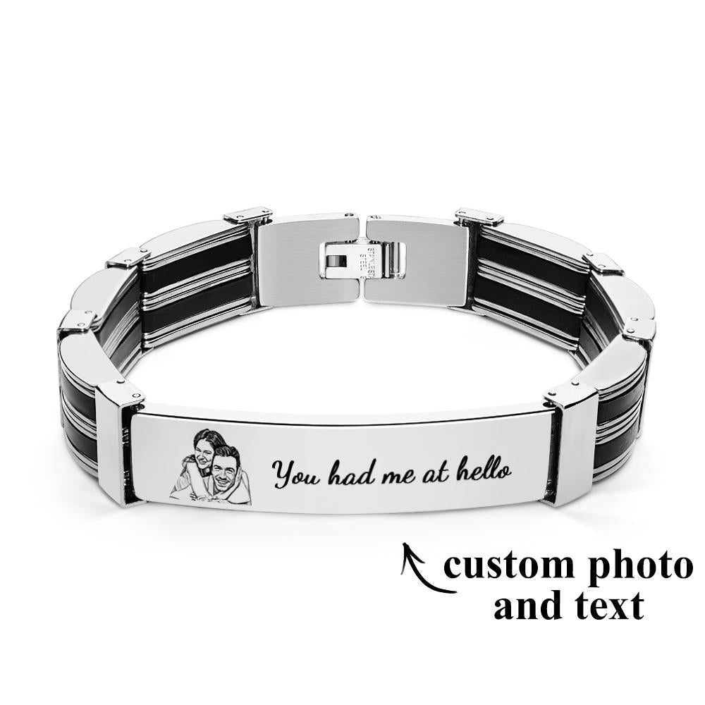 Personalised Photo Bracelet With Text Trendy Bracelet Father's Day Gift For Men - soufeeluk