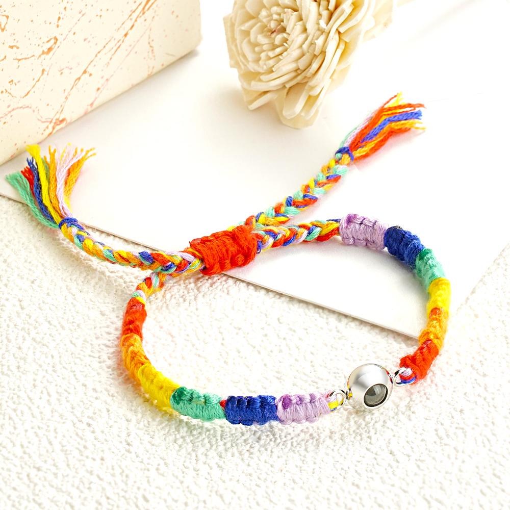 Custom Projection Bracelet Colorful Weave Commemorate Gift - soufeeluk