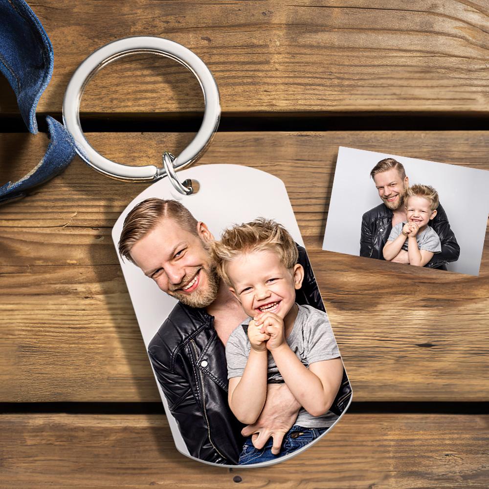 Personalised Dad Keychain With Text Custom Kids Name Keychain Gift Photo Key Ring Gift For Dad - soufeeluk