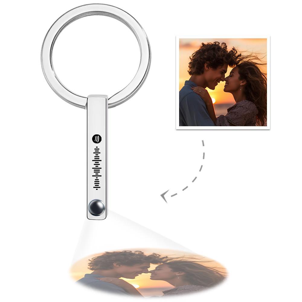 Personalised Photo Projection Keychain Custom Scannable Spotify Code Keychain Memorial Song Gift