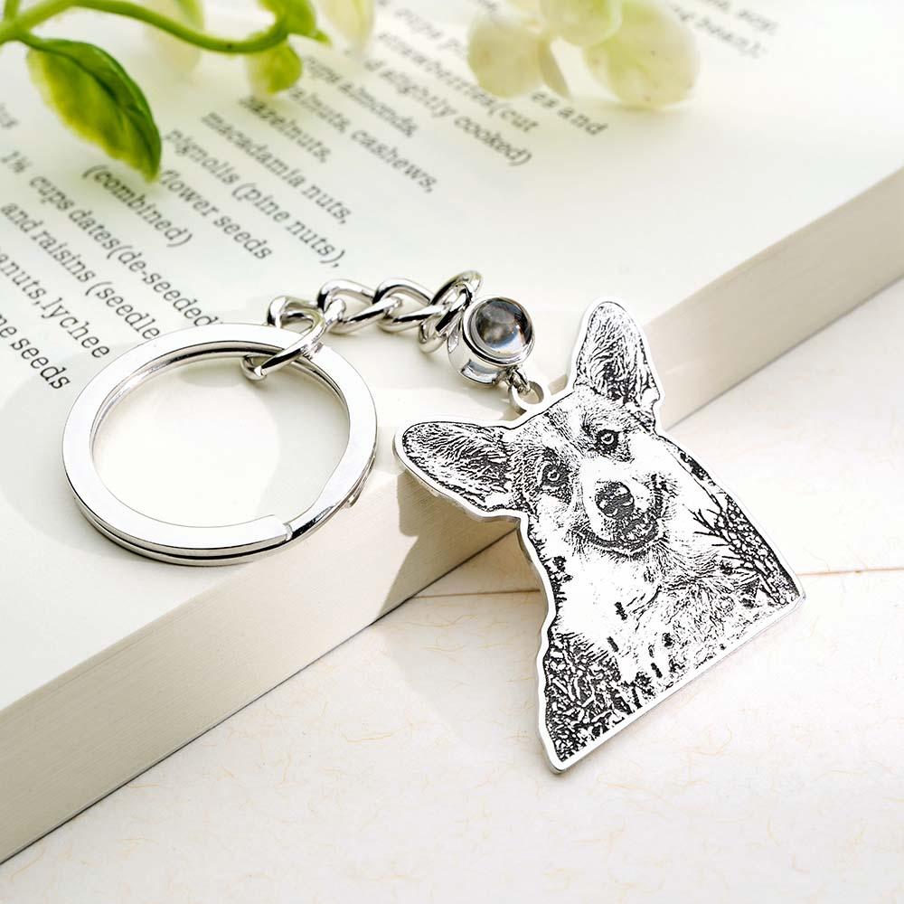 Personalised photo projection keychain Creative Engraved Keychain  Anniversary Gifts - soufeeluk