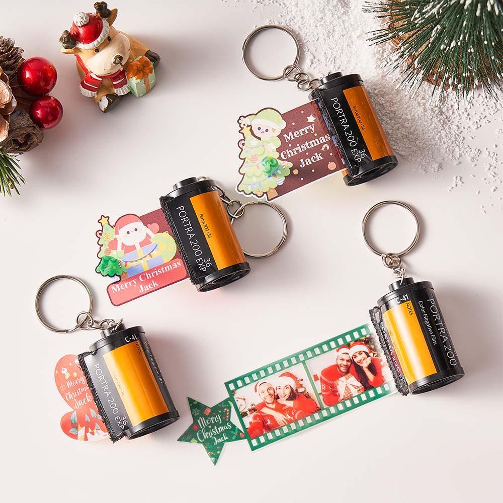 Custom Photo Film Roll Keychain with Pictures Camera Keychain Christmas Day Gift - soufeeluk