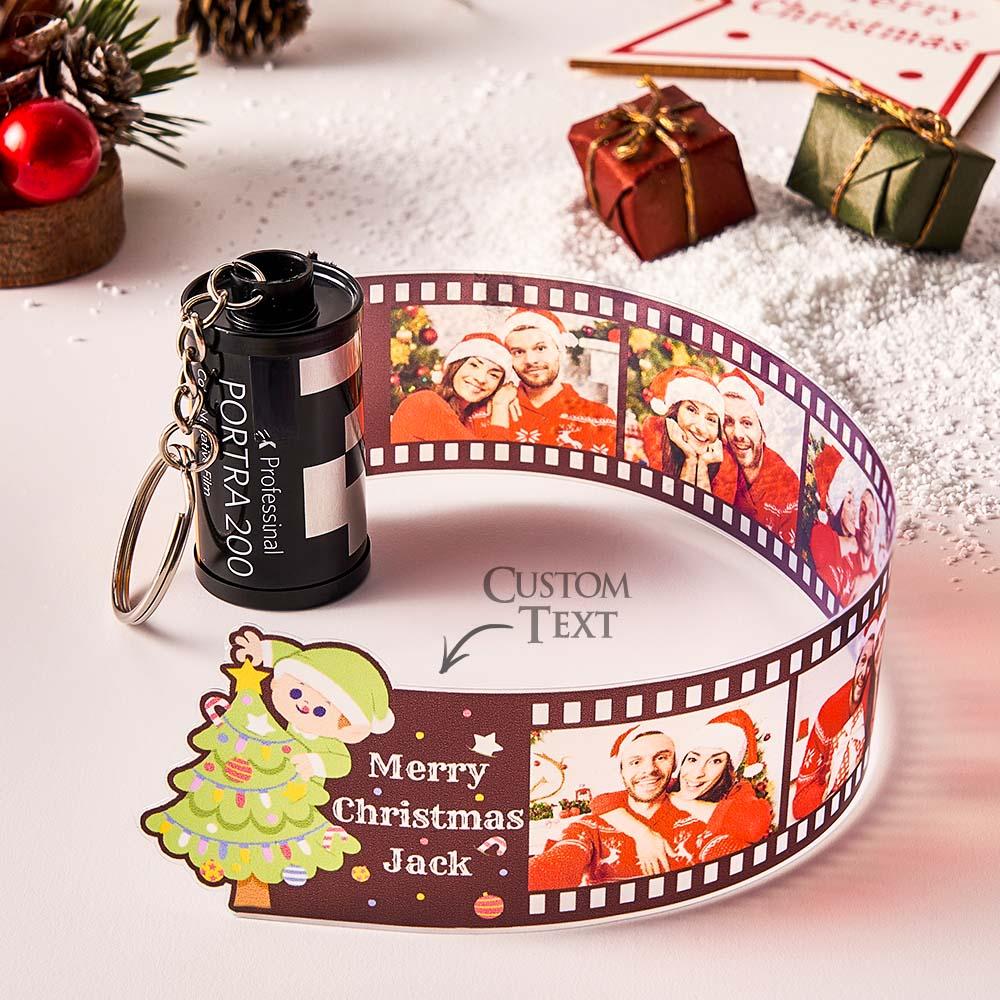 Custom Photo Film Roll Keychain with Pictures Camera Keychain Christmas Day Gift - soufeeluk