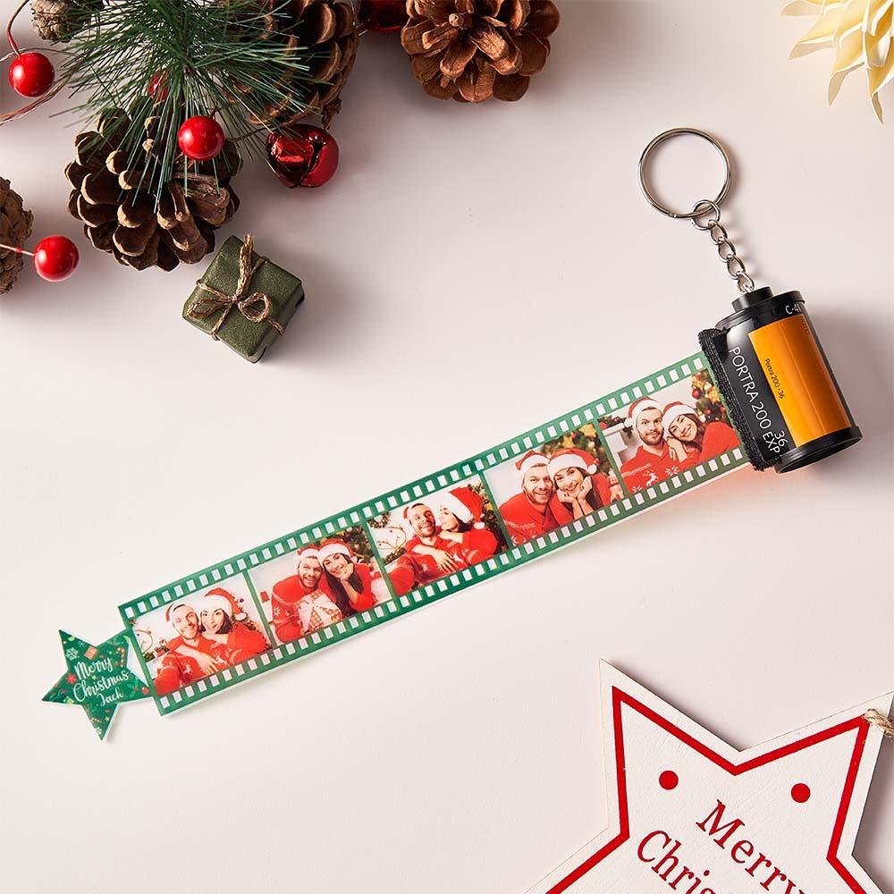 Custom Photo Film Roll Keychain with Pictures Camera Keychain Christmas Day Gift - soufeeluk