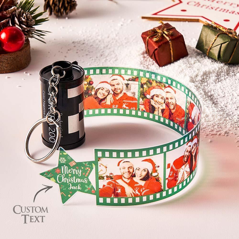 Custom Photo Film Roll Keychain with Pictures Camera Keychain Christmas Day Gift - soufeeluk