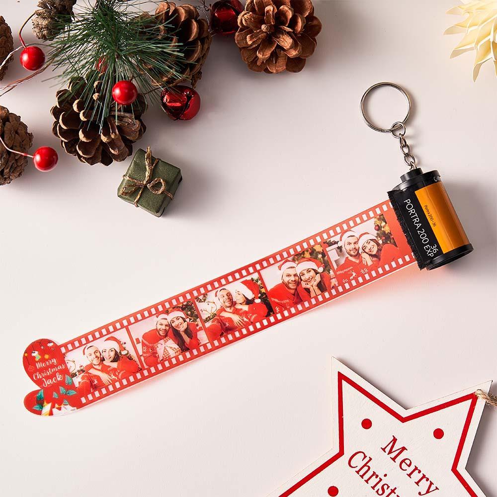 Custom Photo Film Roll Keychain with Pictures Camera Keychain Christmas Day Gift - soufeeluk