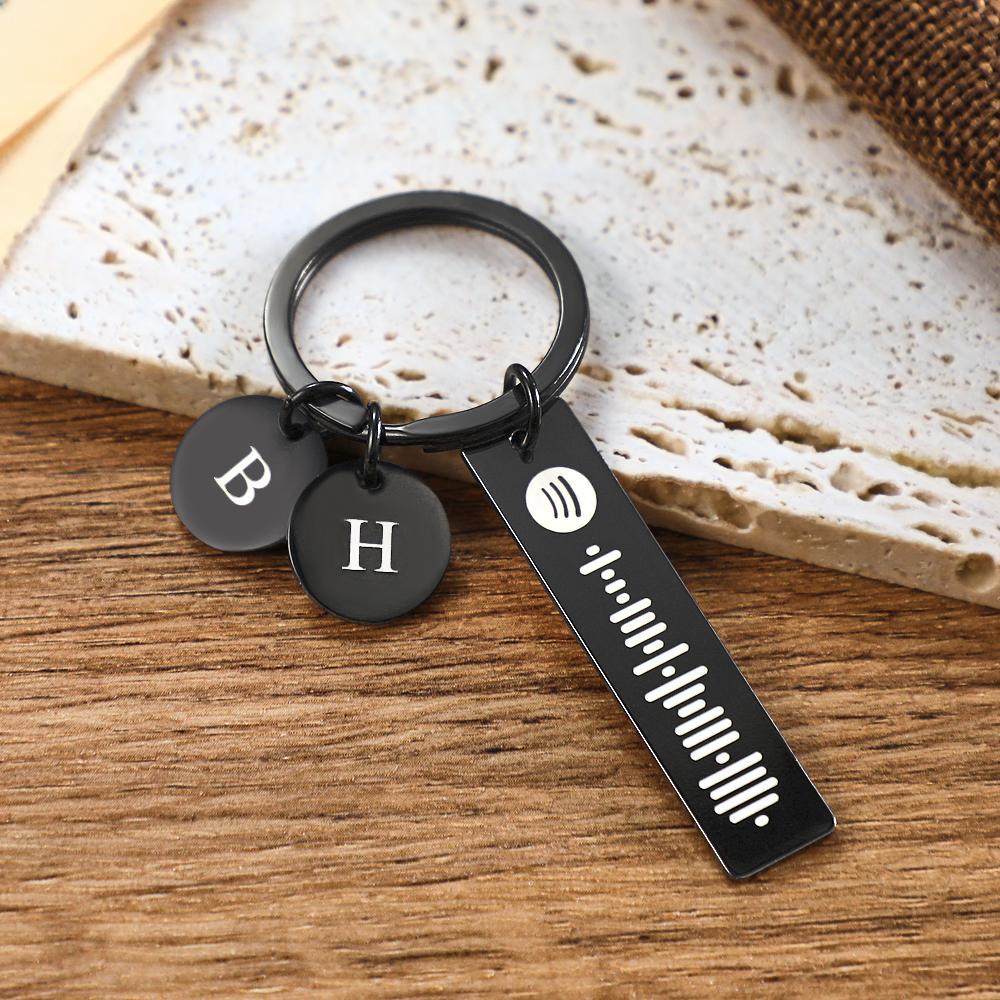 Scannable Spotify Code Keychain With Engraved Circle Pendant Custom Music Song Keychain Gift - soufeeluk