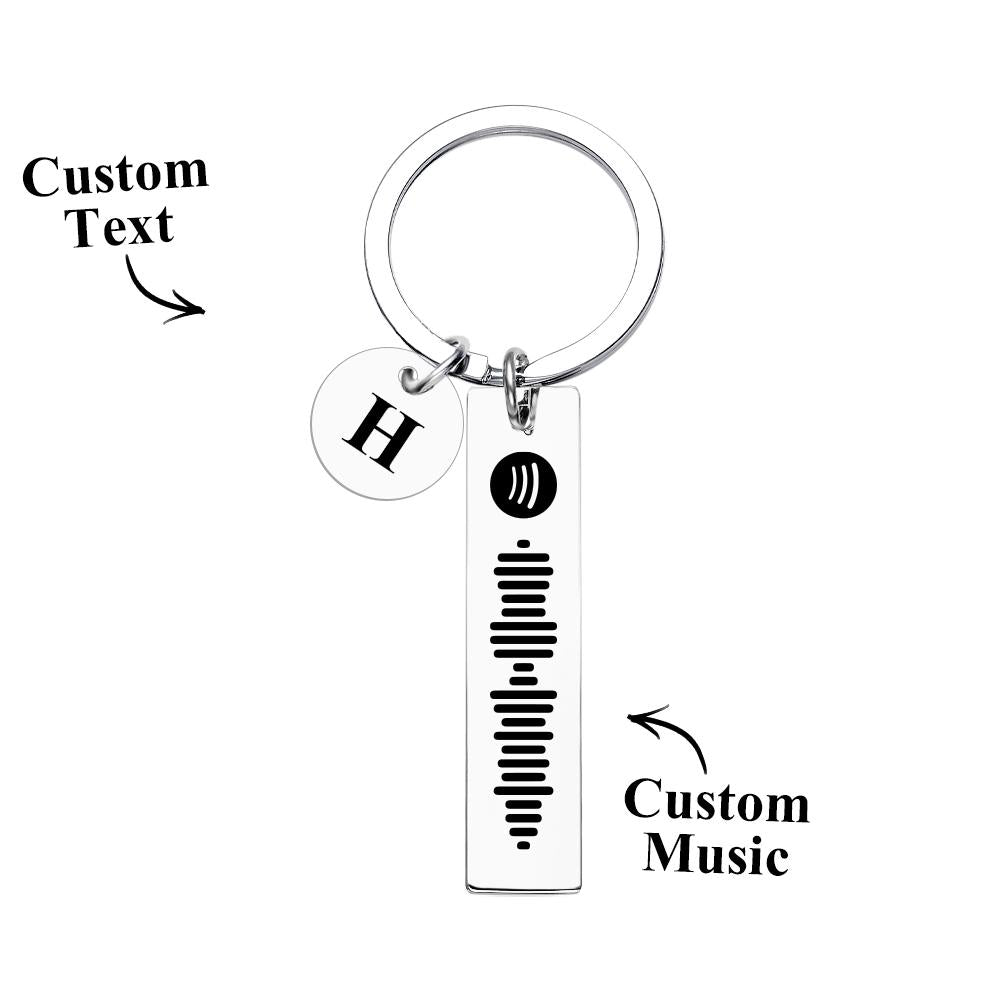 Scannable Spotify Code Keychain With Engraved Circle Pendant Custom Music Song Keychain Gift - soufeeluk