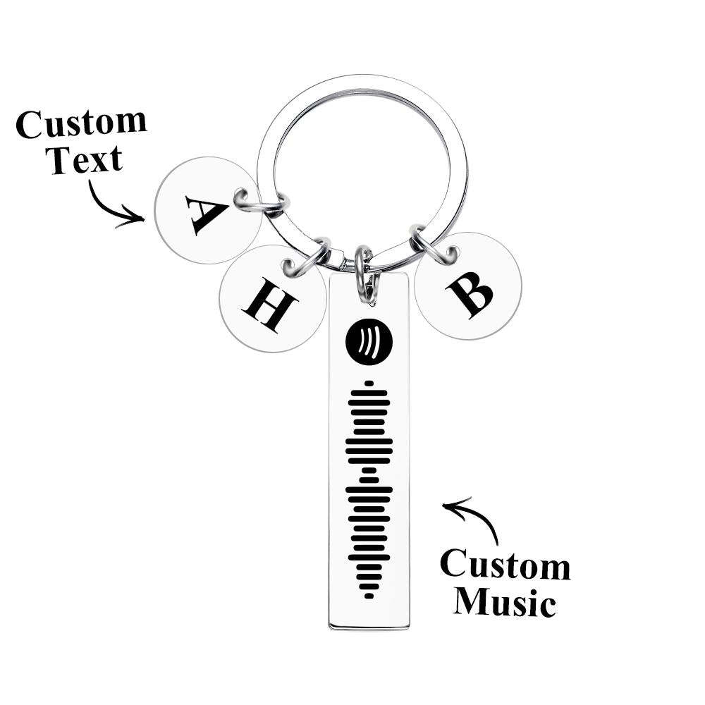 Scannable Spotify Code Keychain With Engraved Circle Pendant Custom Music Song Keychain Gift - soufeeluk