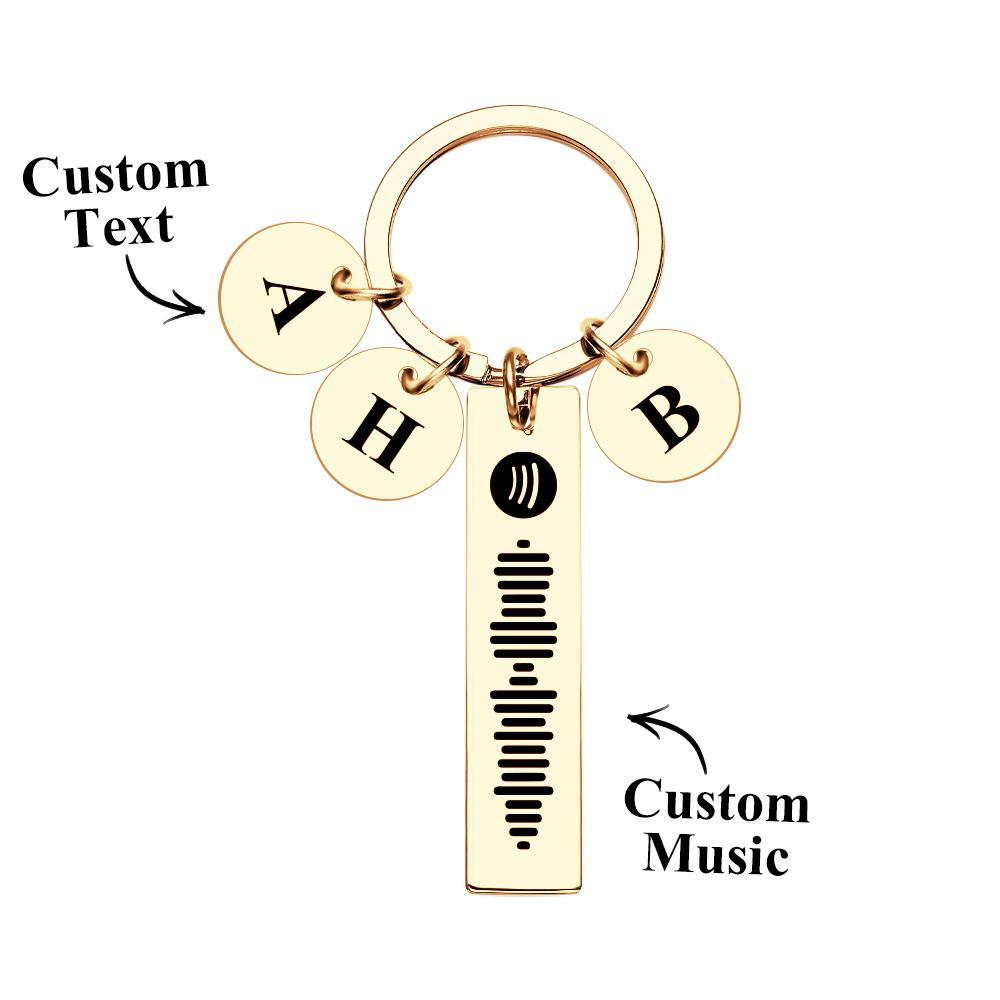 Scannable Spotify Code Keychain With Engraved Circle Pendant Custom Music Song Keychain Gift - soufeeluk