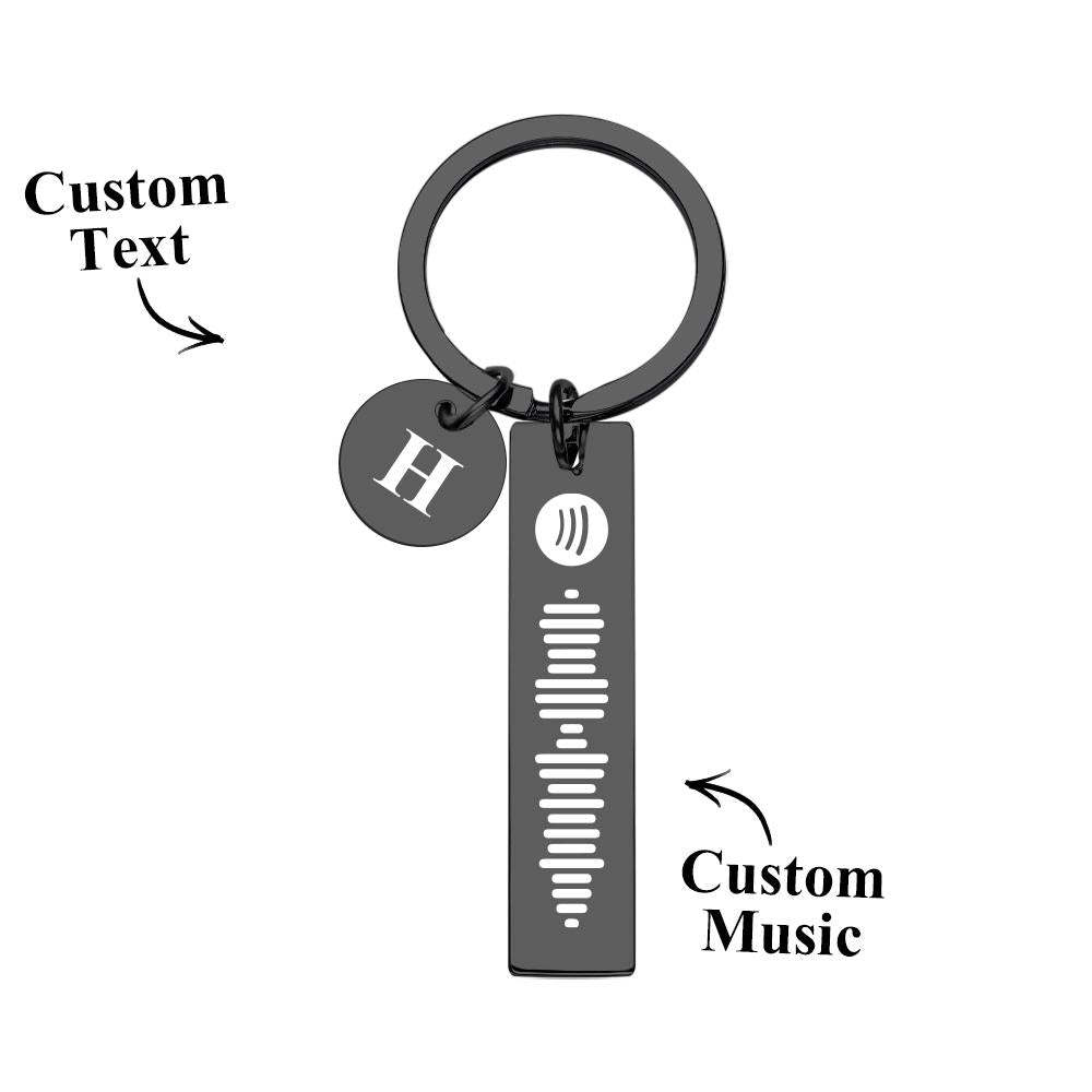 Scannable Spotify Code Keychain With Engraved Circle Pendant Custom Music Song Keychain Gift - soufeeluk