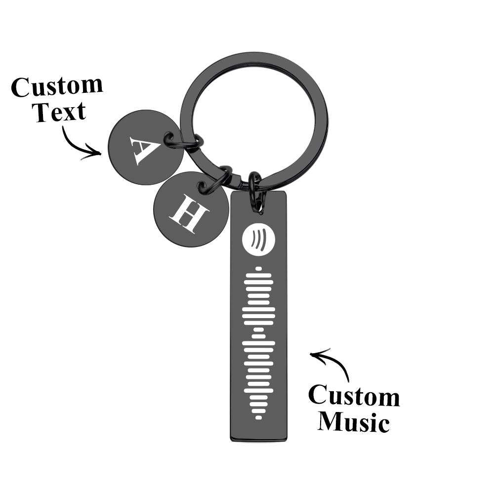 Scannable Spotify Code Keychain With Engraved Circle Pendant Custom Music Song Keychain Gift - soufeeluk