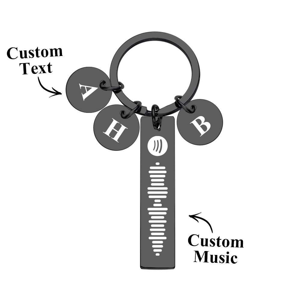 Scannable Spotify Code Keychain With Engraved Circle Pendant Custom Music Song Keychain Gift - soufeeluk