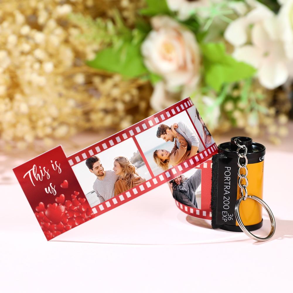 Custom Photo Film Roll Keychain This Is Us Theme Love Heart Camera Keychain Valentine's Day Gift - soufeeluk