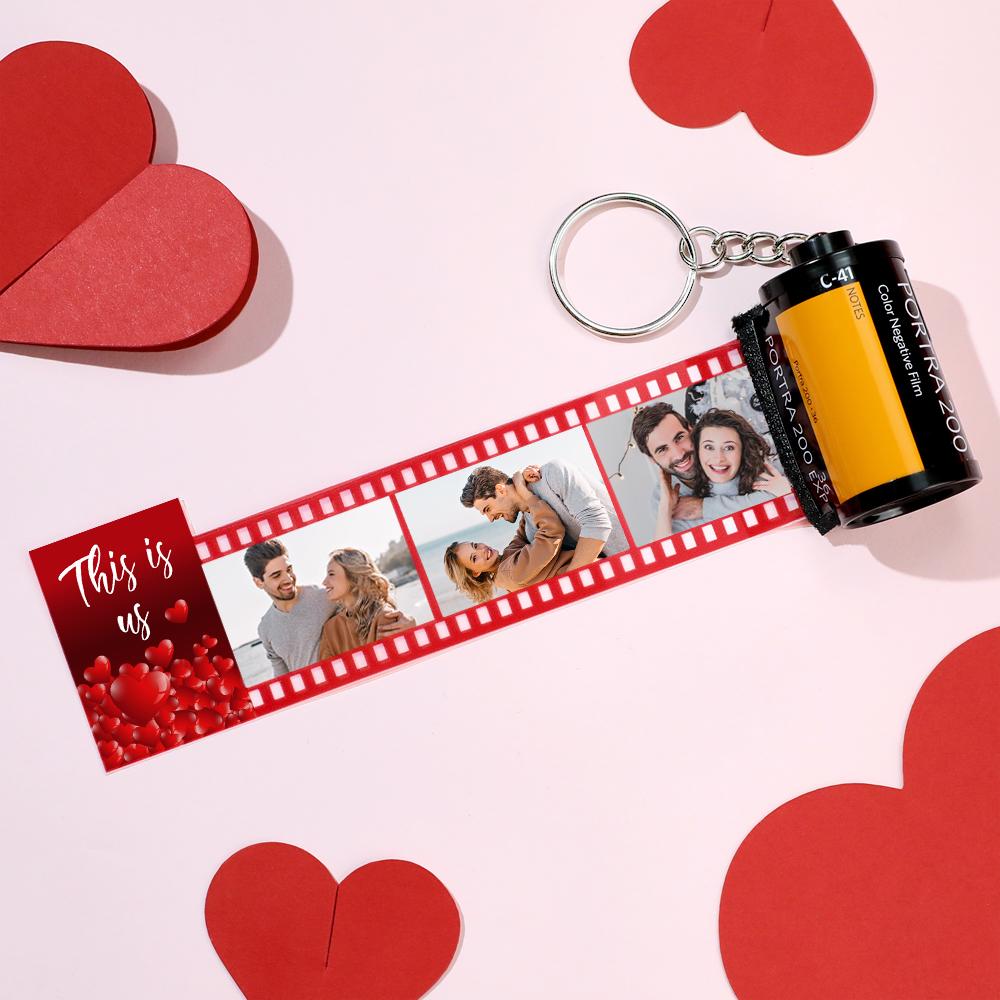 Custom Photo Film Roll Keychain This Is Us Theme Love Heart Camera Keychain Valentine's Day Gift - soufeeluk