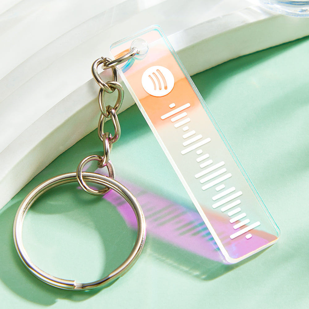 Custom Scannable Spotify Code Keychain Transparent Gradient Color  Acrylic Keychain Creative Gift - soufeeluk