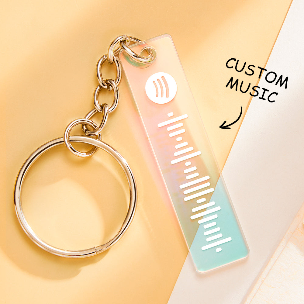 Custom Scannable Spotify Code Keychain Transparent Gradient Color  Acrylic Keychain Creative Gift - soufeeluk