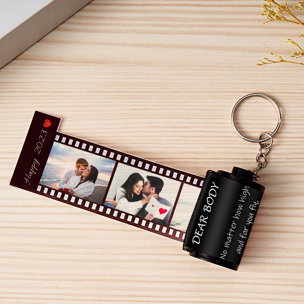 Custom Text Colorful Roll Film Keychain Camera Keychain Meaningful Gifts For Couples - soufeeluk