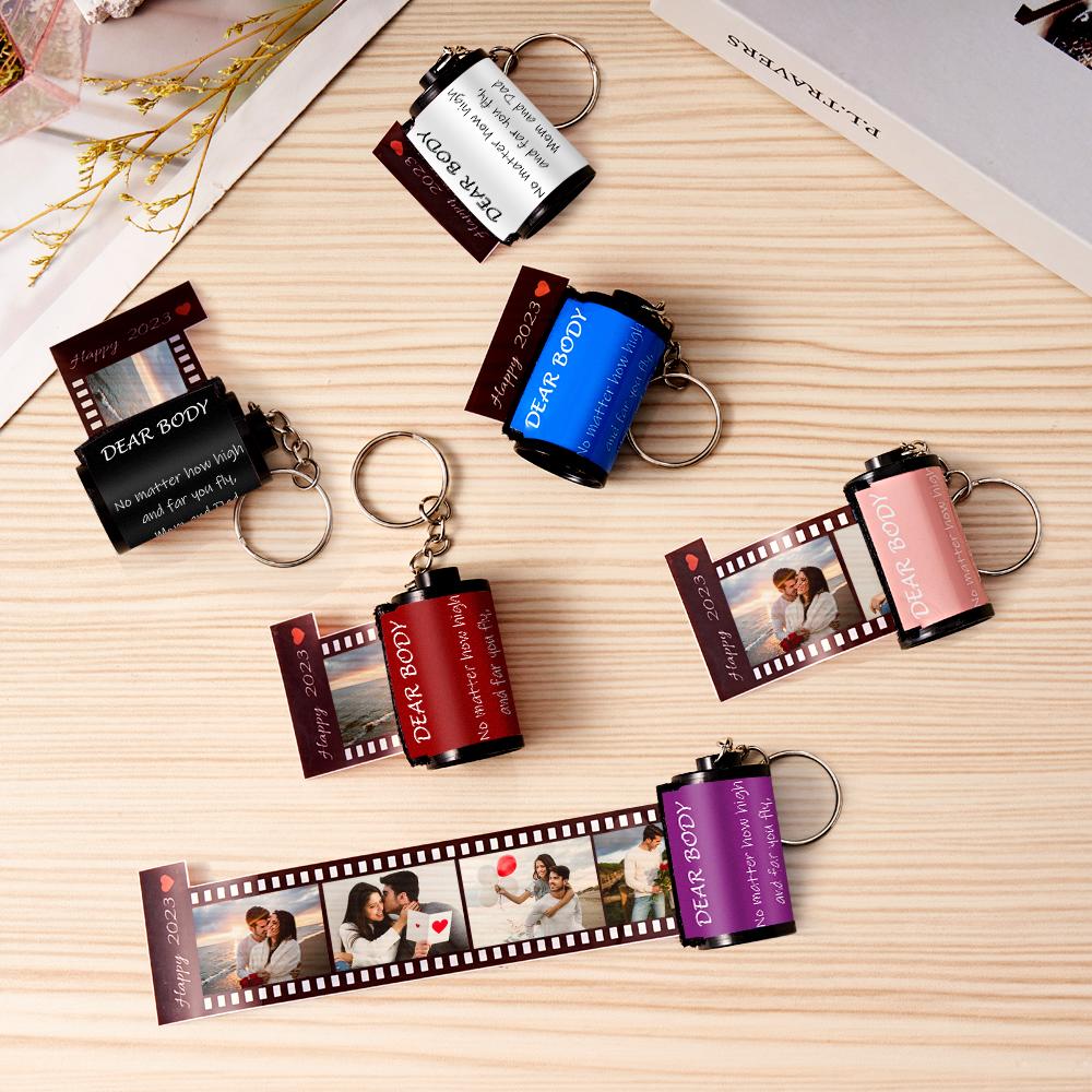 Custom Text Colorful Roll Film Keychain Camera Keychain Meaningful Gifts For Couples - soufeeluk