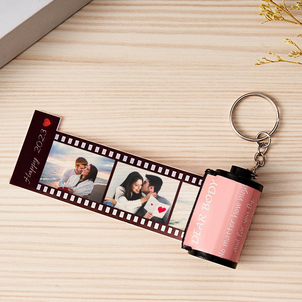 Custom Text Colorful Roll Film Keychain Camera Keychain Meaningful Gifts For Couples - soufeeluk