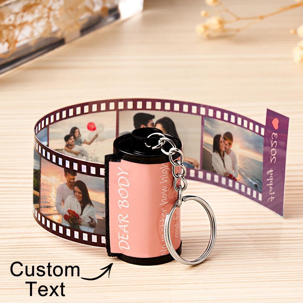 Custom Text Colorful Roll Film Keychain Camera Keychain Meaningful Gifts For Couples - soufeeluk