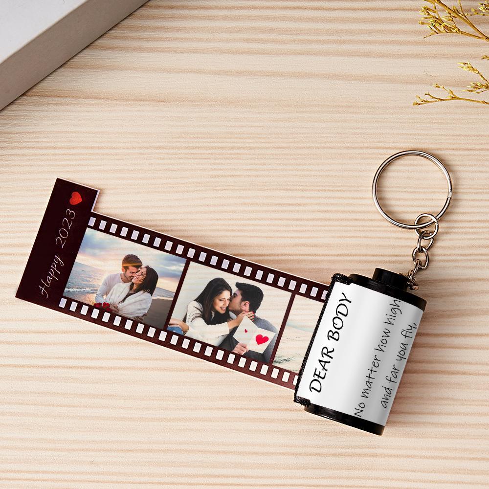 Custom Text Colorful Roll Film Keychain Camera Keychain Meaningful Gifts For Couples - soufeeluk