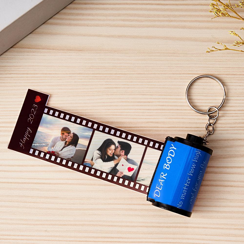 Custom Text Colorful Roll Film Keychain Camera Keychain Meaningful Gifts For Couples - soufeeluk
