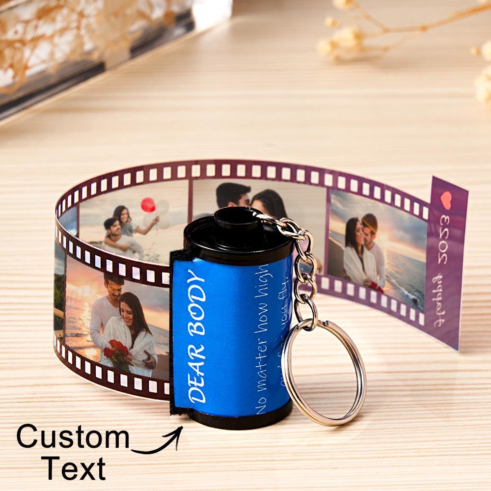 Custom Text Colorful Roll Film Keychain Camera Keychain Meaningful Gifts For Couples - soufeeluk