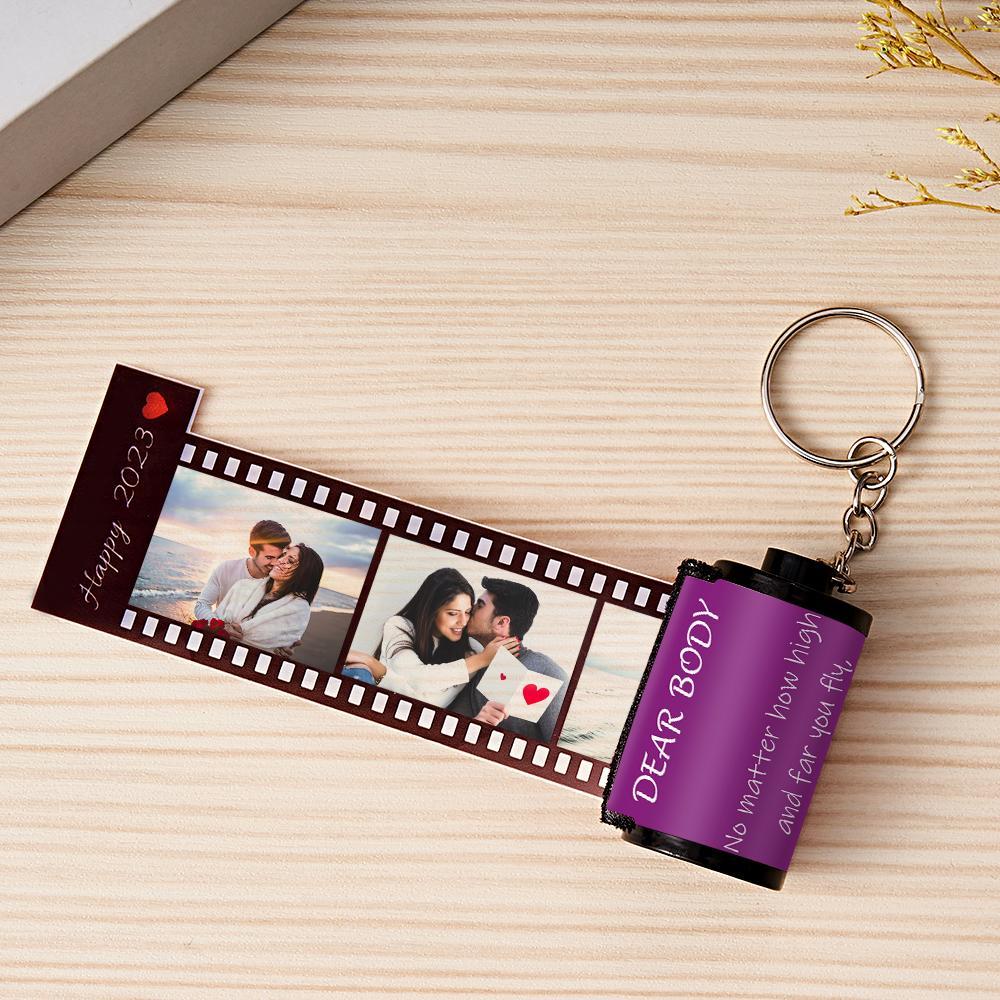 Custom Text Colorful Roll Film Keychain Camera Keychain Meaningful Gifts For Couples - soufeeluk