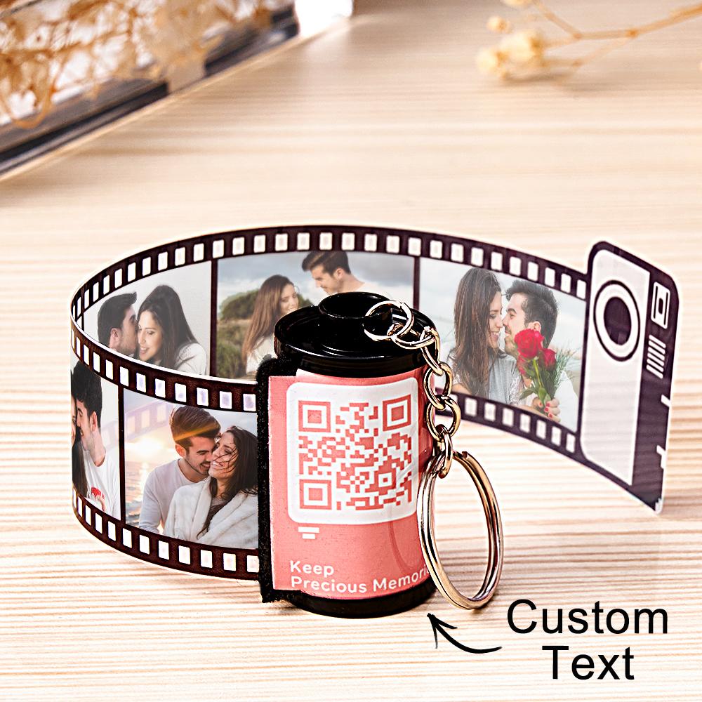 Scannable QR Code Colorful Shell Film Roll Keychain With Your Photo Camera Keychain Valentine's Day Gift - soufeeluk
