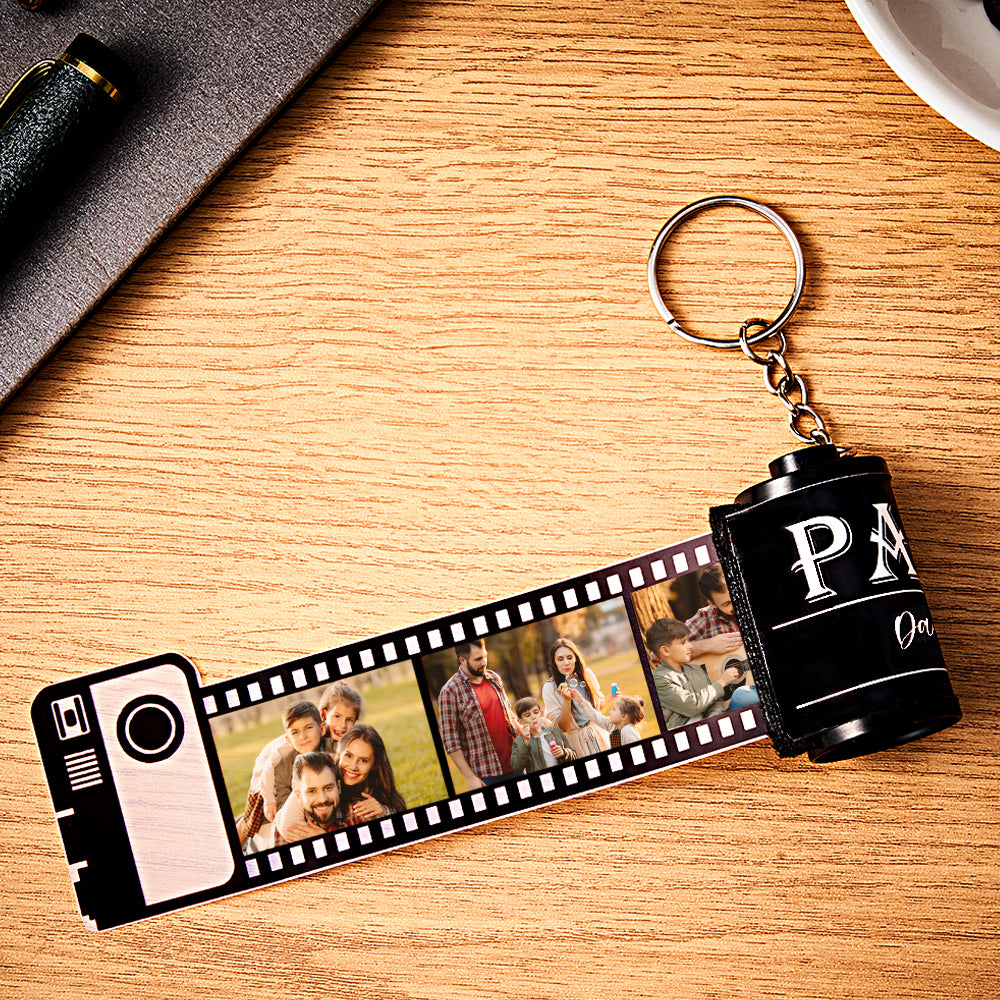 Custom Photo Film Roll Keychain Engravable Shell Camera Keychain Father's Day Gift - soufeeluk